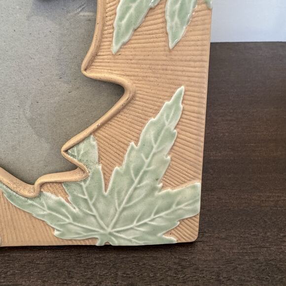 Ceramic Photo Frame 3D Maple Leaf Ceramic Glazed Textured 7" X 7" Nature Fall - Picture 4 of 13